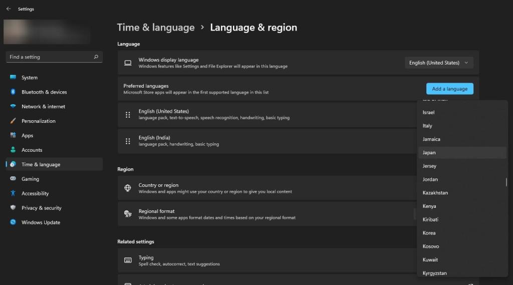 Windows11で地域または国を変更する